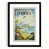 Retro Hawaii Travel Poster – Vintage Aerial View Art