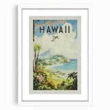 Retro Hawaii Travel Poster – Vintage Aerial View Art