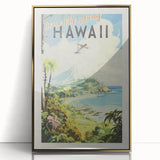 Retro Hawaii Travel Poster – Vintage Aerial View Art