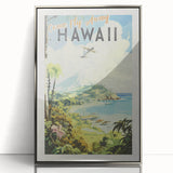 Retro Hawaii Travel Poster – Vintage Aerial View Art