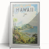 Retro Hawaii Travel Poster – Vintage Aerial View Art