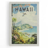 Retro Hawaii Travel Poster – Vintage Aerial View Art