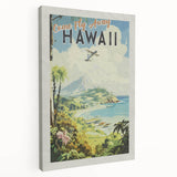 Retro Hawaii Travel Poster – Vintage Aerial View Art