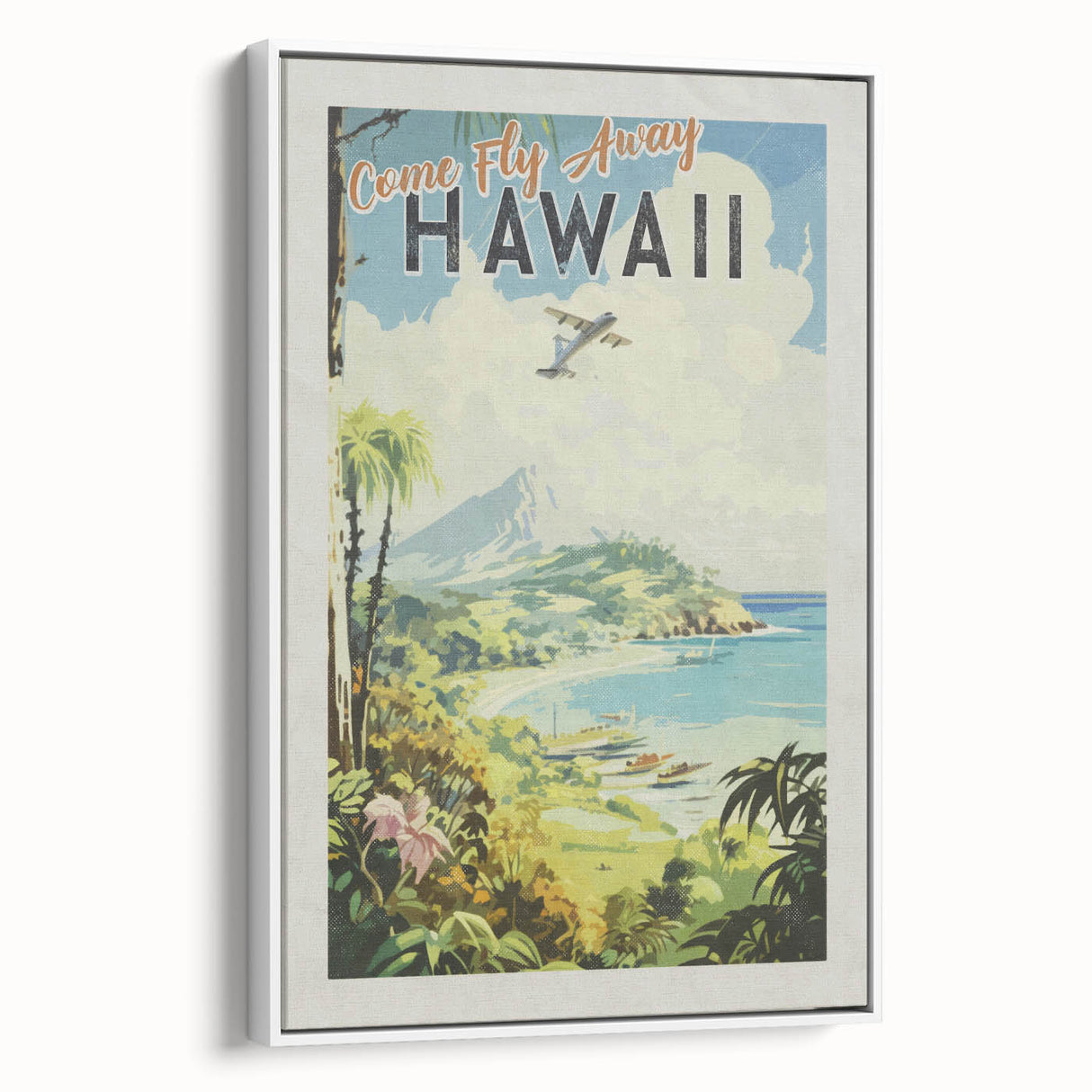Retro Hawaii Travel Poster – Vintage Aerial View Art