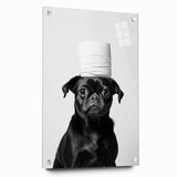 Black Pug Bathroom Wall Art - Modern Black and White Bathroom Decor
