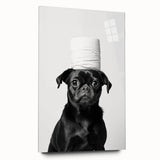Black Pug Bathroom Wall Art - Modern Black and White Bathroom Decor