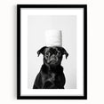 Black Pug Bathroom Wall Art - Modern Black and White Bathroom Decor