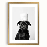 Black Pug Bathroom Wall Art - Modern Black and White Bathroom Decor