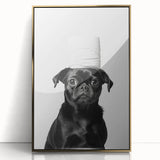Black Pug Bathroom Wall Art - Modern Black and White Bathroom Decor