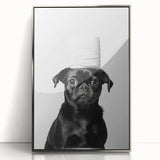 Black Pug Bathroom Wall Art - Modern Black and White Bathroom Decor