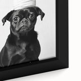 Black Pug Bathroom Wall Art - Modern Black and White Bathroom Decor