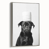 Black Pug Bathroom Wall Art - Modern Black and White Bathroom Decor