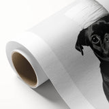Black Pug Bathroom Wall Art - Modern Black and White Bathroom Decor