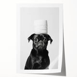 Black Pug Bathroom Wall Art - Modern Black and White Bathroom Decor