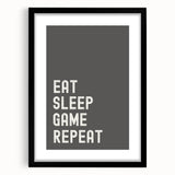 Eat Sleep Game Repeat - Boys Room Wall Art Kids Wall Art Prints