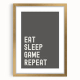 Eat Sleep Game Repeat - Boys Room Wall Art Kids Wall Art Prints