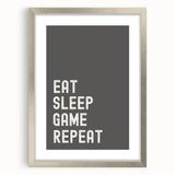 Eat Sleep Game Repeat - Boys Room Wall Art Kids Wall Art Prints