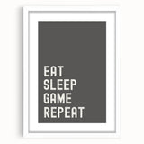 Eat Sleep Game Repeat - Boys Room Wall Art Kids Wall Art Prints