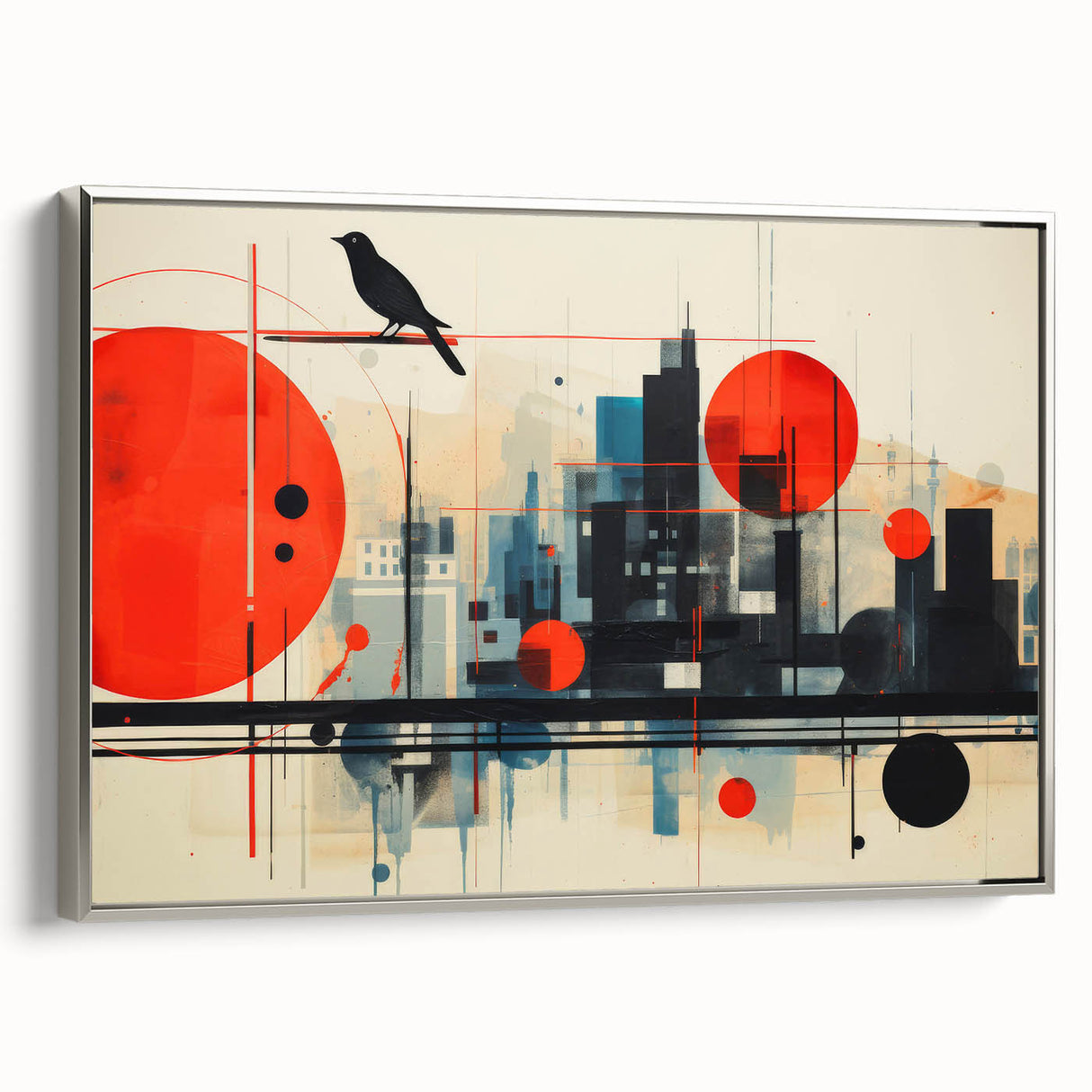 Landscape art painting of London featuring a vintage poster style on a framed canvas.