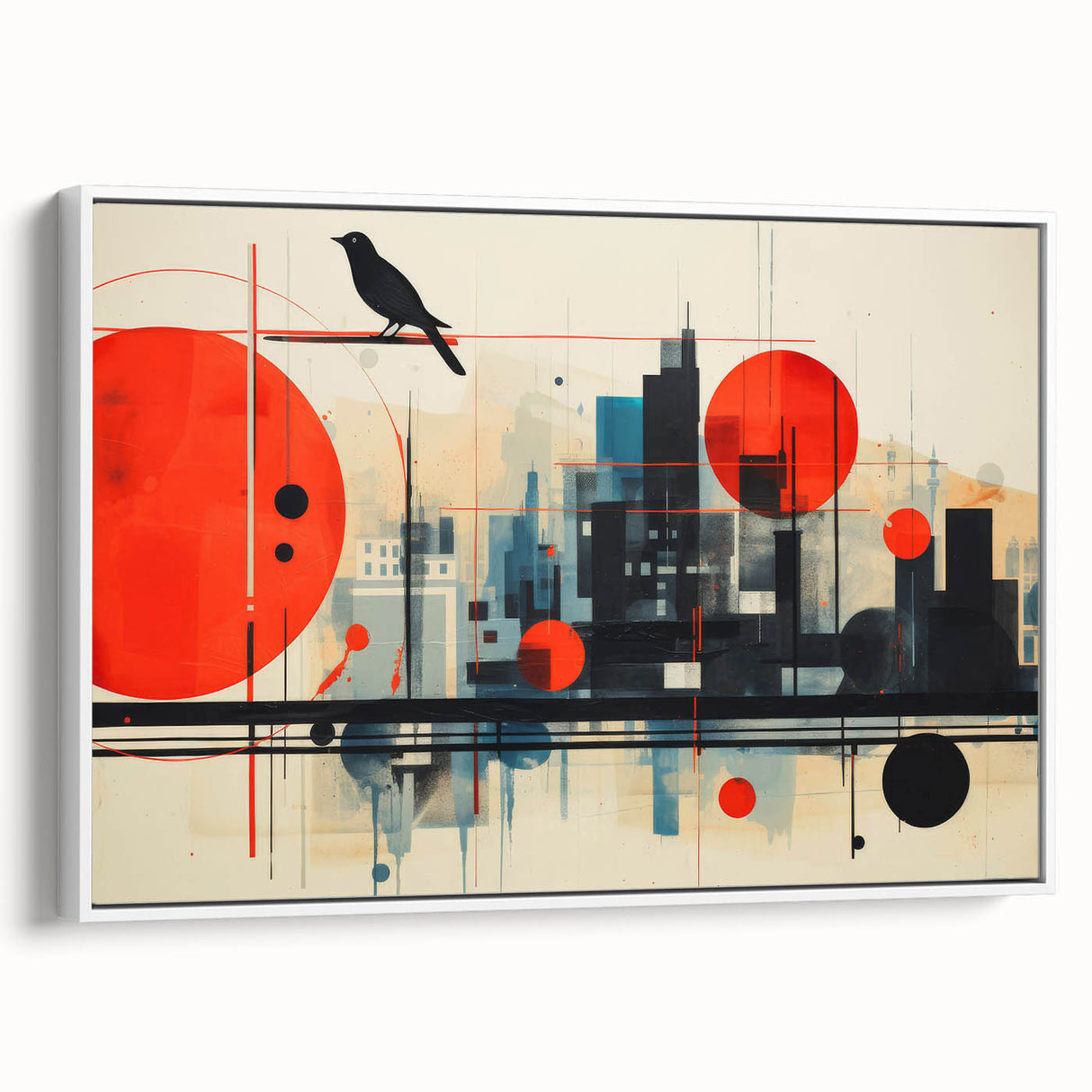 Vintage poster art of London scenery in vibrant colors on extra large framed canvas, suitable for living room decor.