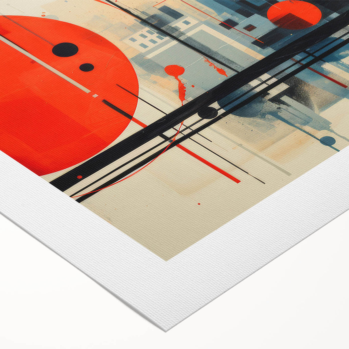 Art Deco poster of London scenery in muted colors on rolled canvas, suitable for dining room wall art.