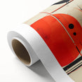 Art deco poster of London scenery on rolled canvas, featuring muted earth tones, ideal for nursery wall art.