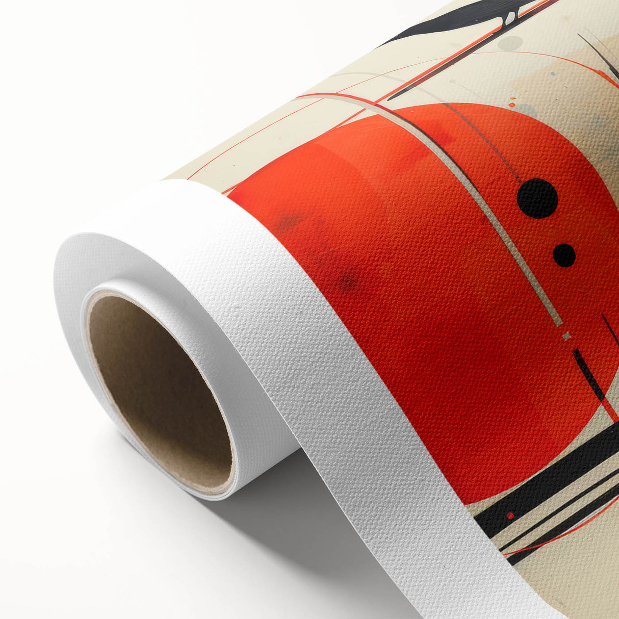 Art deco poster of London scenery on rolled canvas, featuring muted earth tones, ideal for nursery wall art.