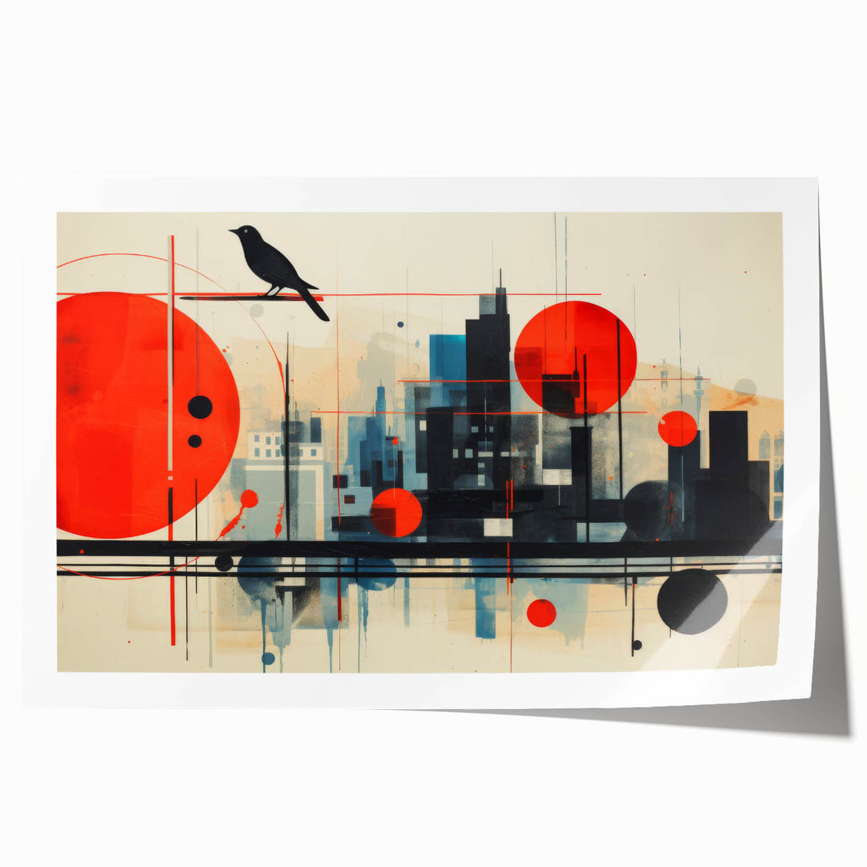 Extra large rolled print of a vibrant London scenery in pastel shades, ideal for art wall dining room.