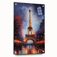 Acrylic print of a Paris scenery in muted earth tones, ideal for bedroom or dining room decor.