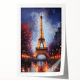 Extra large rolled print of Paris scenery with floral elements, in muted earth tones.