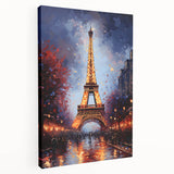 Large Paris skyline print on stretched canvas with soft gray and blue tones, suitable for kitchen wall art.