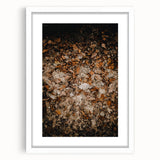 Extra large abstract art print with textured autumn hues on a white framed canvas, ideal for living room decor.