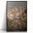 Large abstract wall art depicting autumnal trees in warm orange and red tones on a black framed acrylic print.