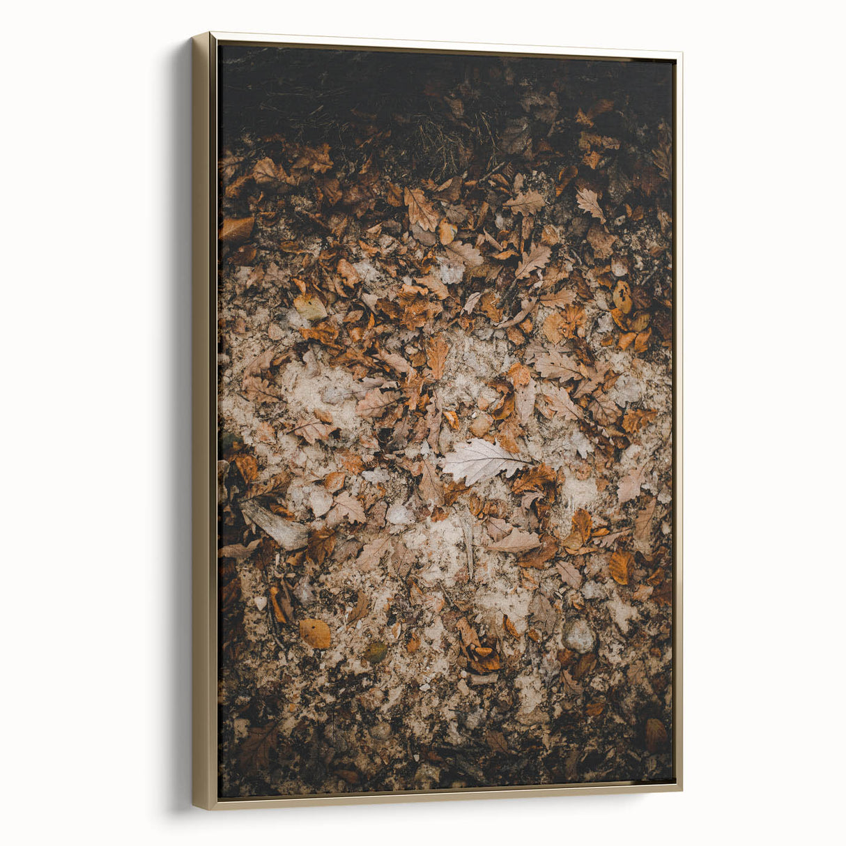Framed canvas wall art of a vintage landscape with trees in autumn hues, ideal for bedroom decor.