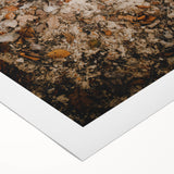 Art deco poster featuring autumnal trees in orange and gold tones on a rolled canvas, suitable for dining room decor.