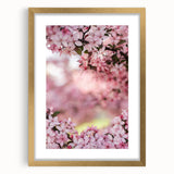 Extra large abstract art print in textured gold frame, featuring spring-themed colors, ideal for living room decor.