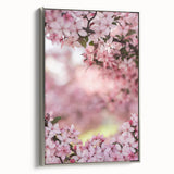 Spring landscape painting on framed canvas featuring colorful trees and a black background, ideal for living room decor.