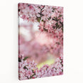 Abstract spring-themed art on stretched canvas featuring soft green and pink tones, ideal for kitchen wall decor.