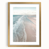 Extra large abstract art print with textured designs in gold and white, framed in gold, ideal for living room decor.