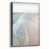 Black and white framed canvas featuring a vintage landscape painting, ideal for bedroom wall decor.