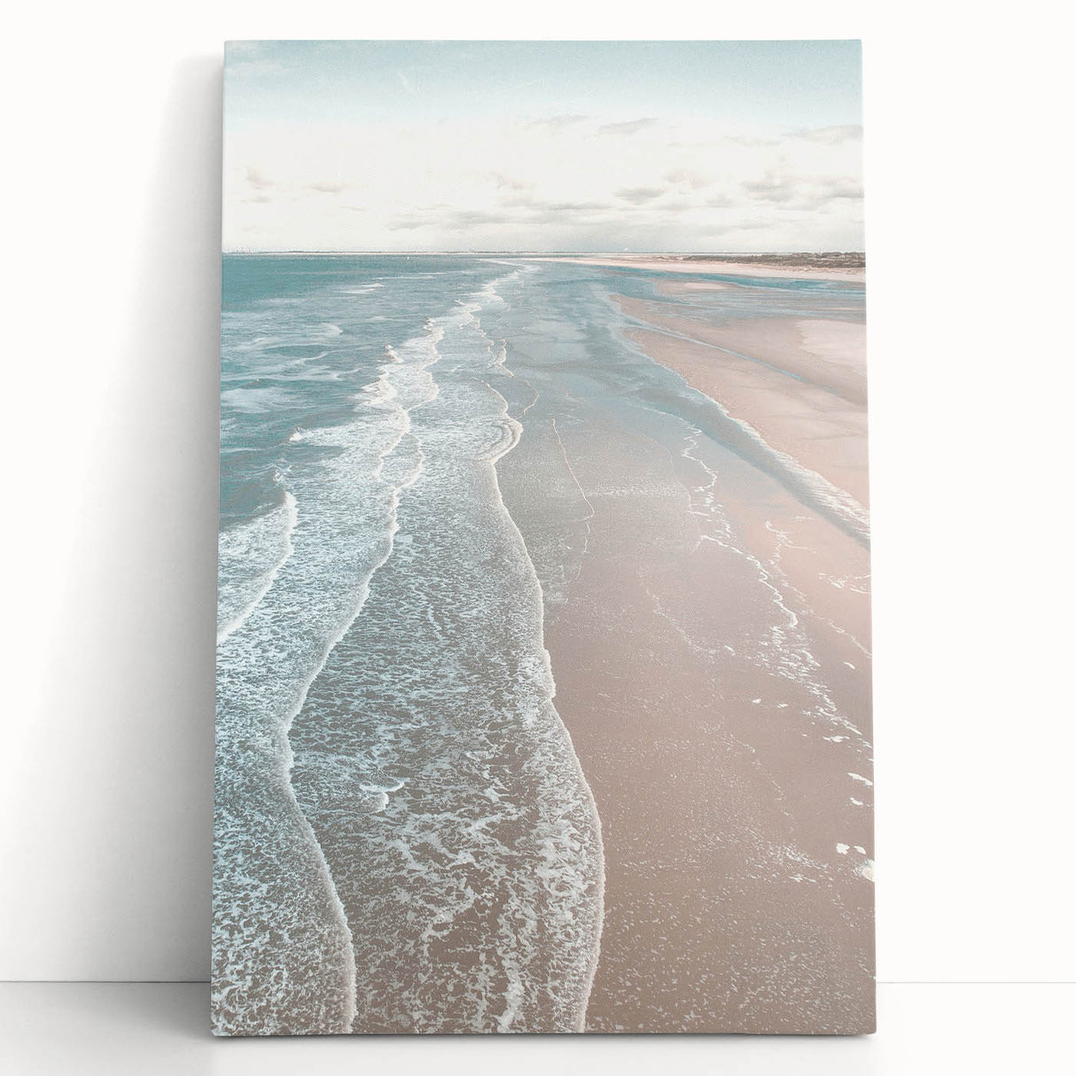 Large black and white stretched canvas featuring a summer-themed abstract design.