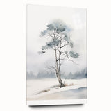 Large abstract wall art in cool blue and white tones on acrylic glass, suitable for bedroom or dining room decor.