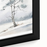 Black wall art featuring a textured winter scene on a large framed canvas, ideal for living room decor.