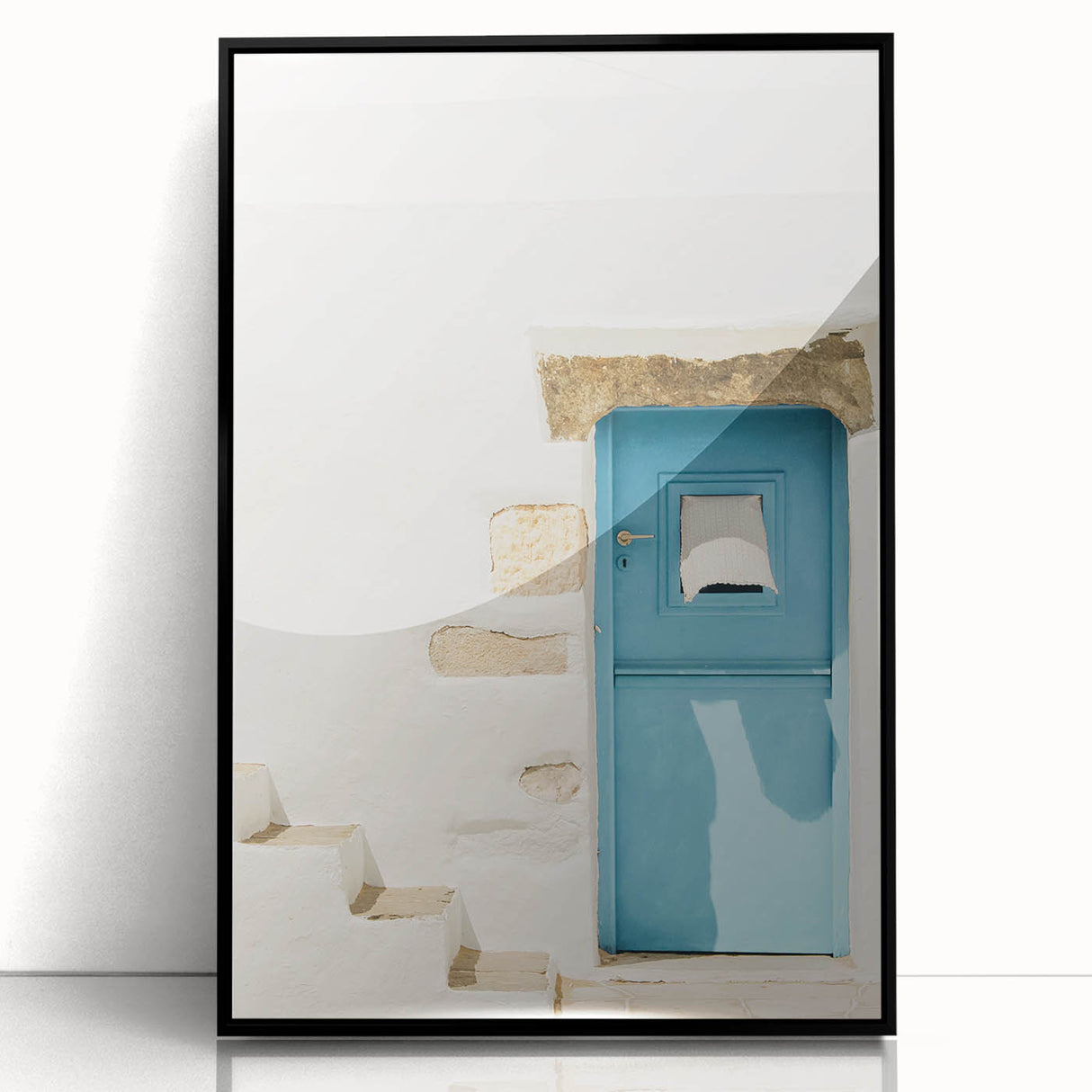 Large abstract wall art featuring swirling black and white patterns on an acrylic framed print.