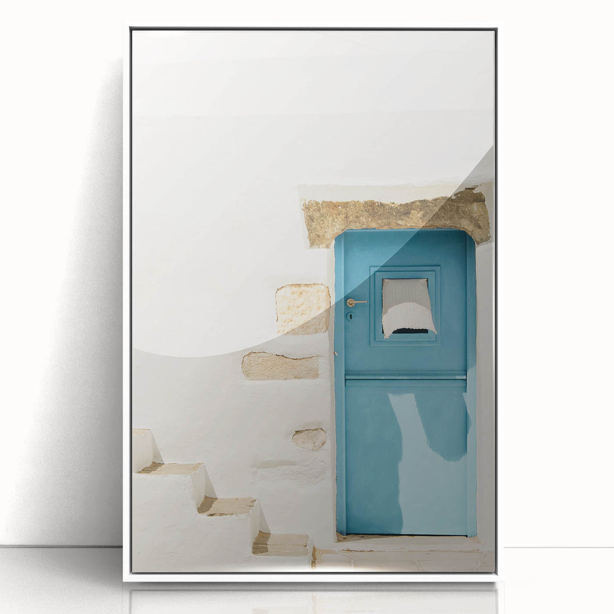 Art Deco poster featuring a summer scene in pastel shades on white framed acrylic, suitable for nursery wall art.