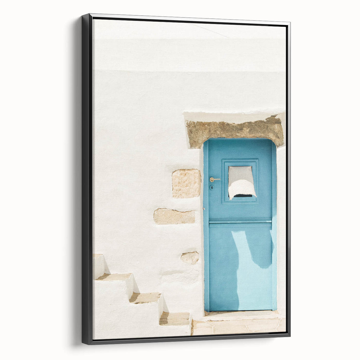 Black and white landscape painting on framed canvas, featuring a vintage poster style, ideal for bedroom decor.