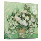 Large abstract wall art on acrylic glass depicting a swirling sky in vibrant blue and yellow tones.