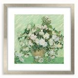 Extra large abstract art print on canvas featuring swirling textured patterns in blue and yellow, framed in silver.