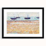 Four Boats at Grandcamp" Modern Wall Art - Contemporary Coastal Decor