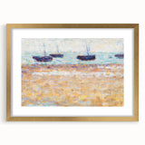 Four Boats at Grandcamp" Modern Wall Art - Contemporary Coastal Decor